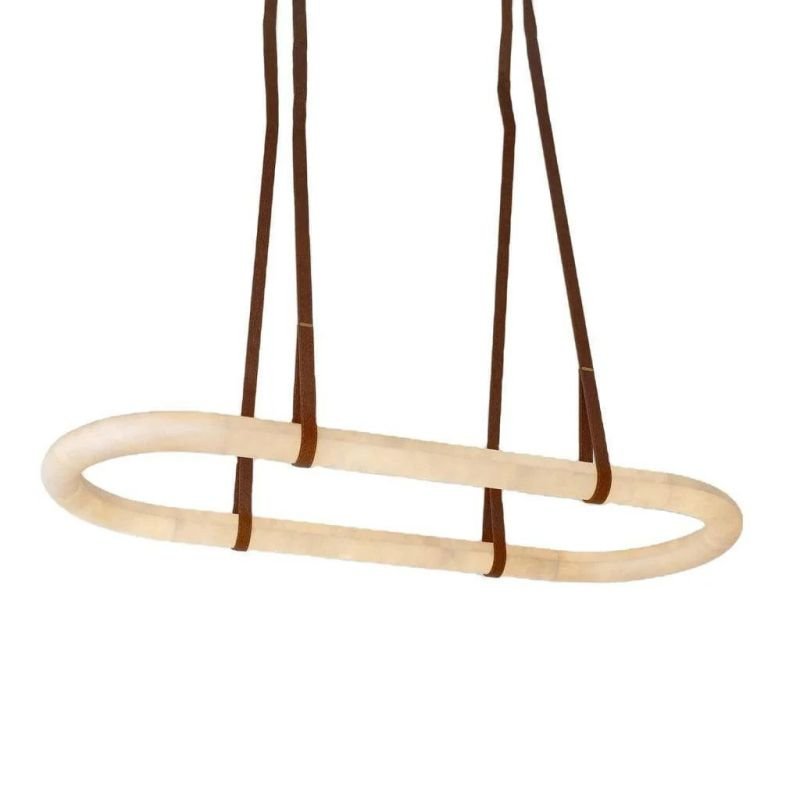 Leathe Circle Alabaster Chandelier-Nobipets