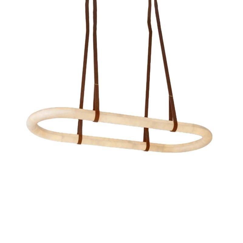 Leathe Circle Alabaster Chandelier-Nobipets