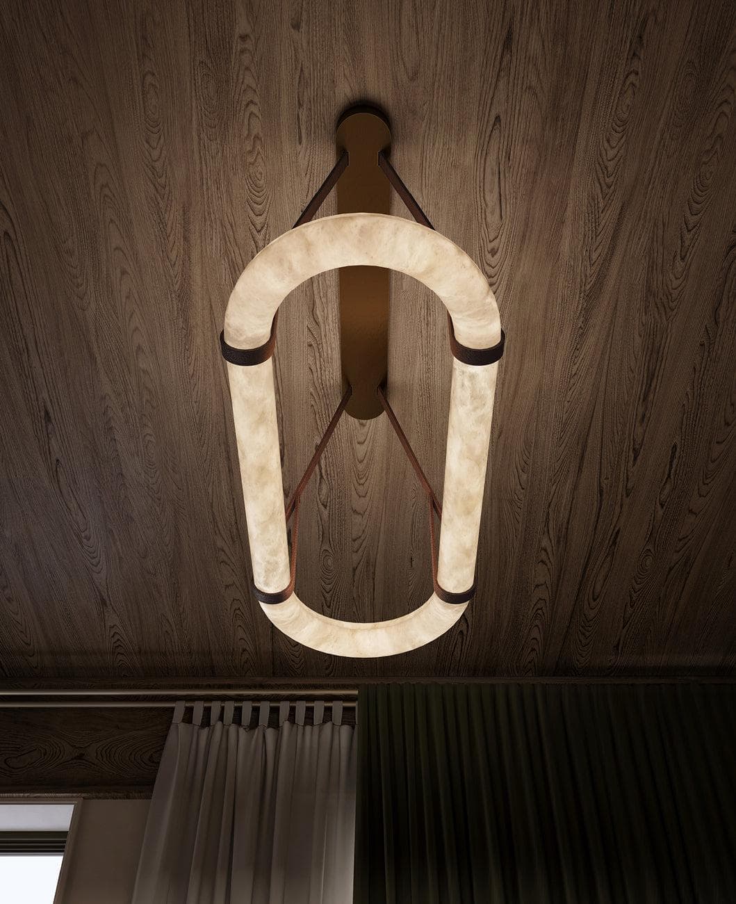 Leathe Circle Alabaster Chandelier-Nobipets