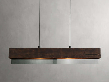 Lena Linear Wood Glass Chandelier 47'' 62" 72"L