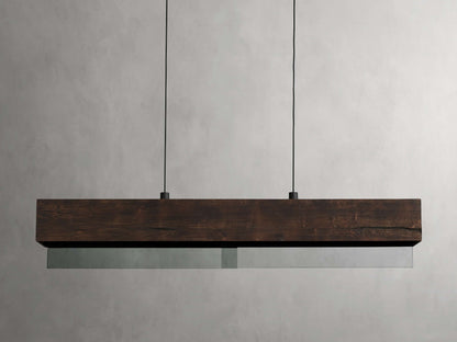 Lena Linear Wood Glass Chandelier 47'' 62" 72"L