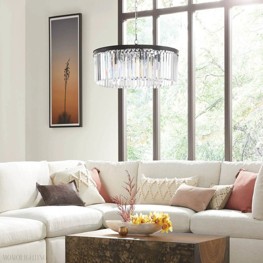Leyland Round Living Room Glass Chandelier-Nobipets