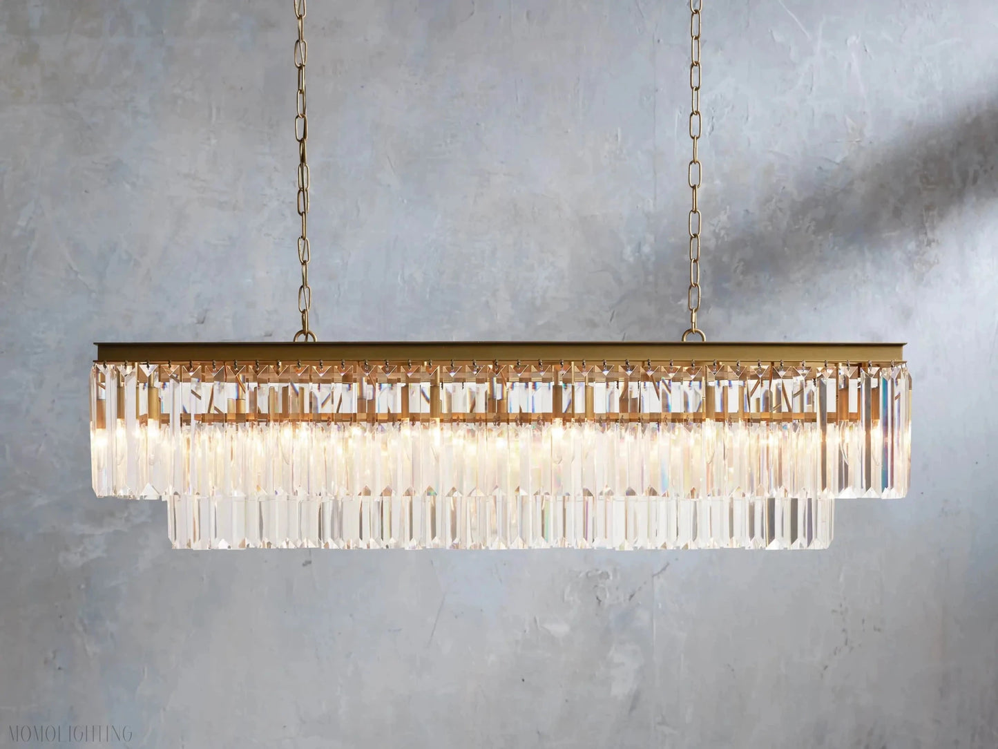 Leyland Tiered Rectangular Chandelier-Nobipets