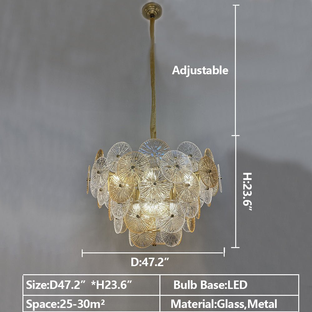 Light Luxury Art Design Creative Round Multi-tiered Glass Chandelier for Living Room/Bedroom-Nobipets