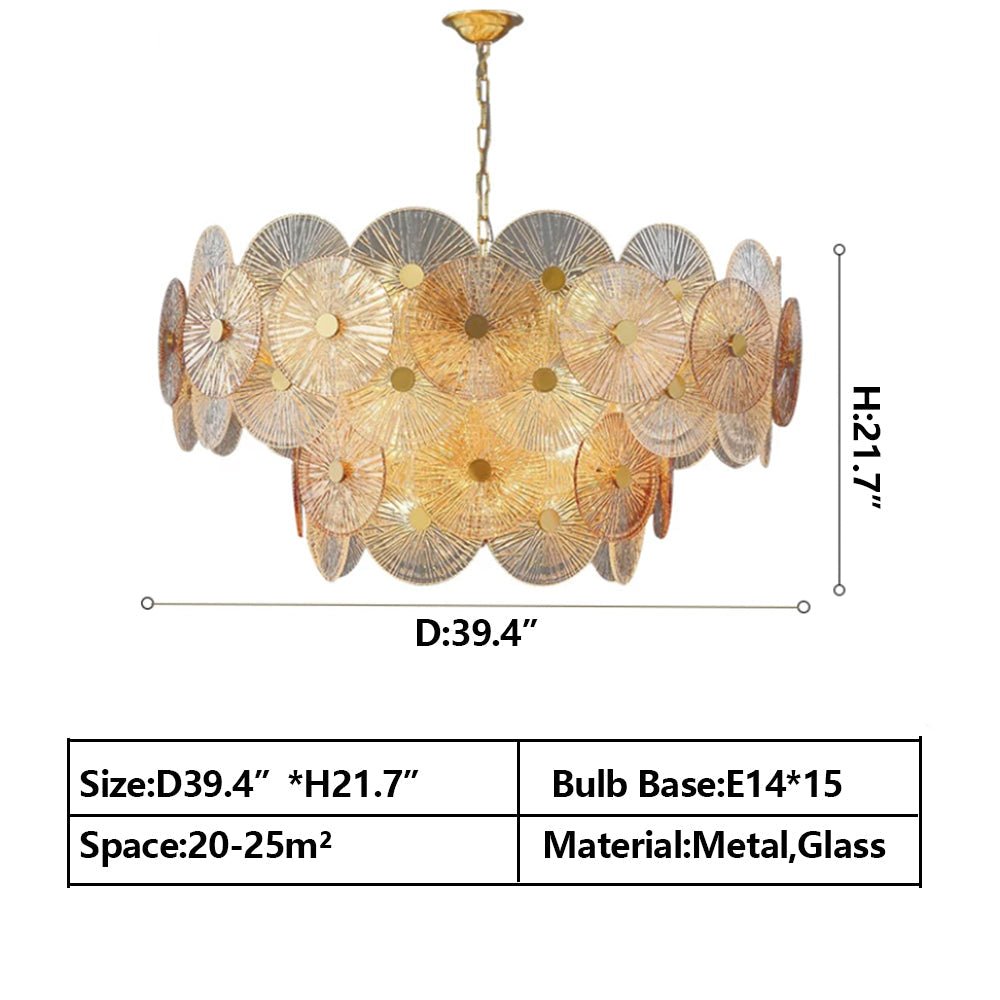 Light Luxury Art Design Creative Round Multi-tiered Glass Chandelier for Living Room/Bedroom-Nobipets
