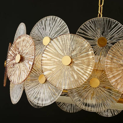Light Luxury Art Design Creative Round Multi-tiered Glass Chandelier for Living Room/Bedroom-Nobipets