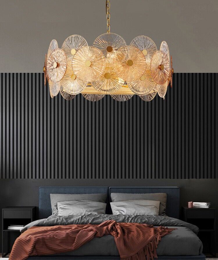 Light Luxury Art Design Creative Round Multi-tiered Glass Chandelier for Living Room/Bedroom-Nobipets