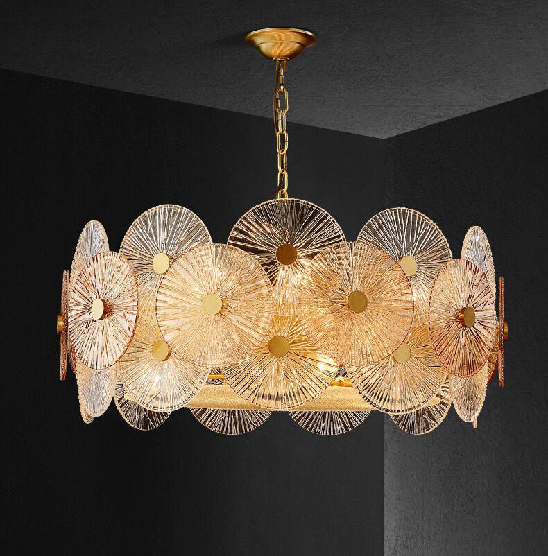 Light Luxury Art Design Creative Round Multi-tiered Glass Chandelier for Living Room/Bedroom-Nobipets