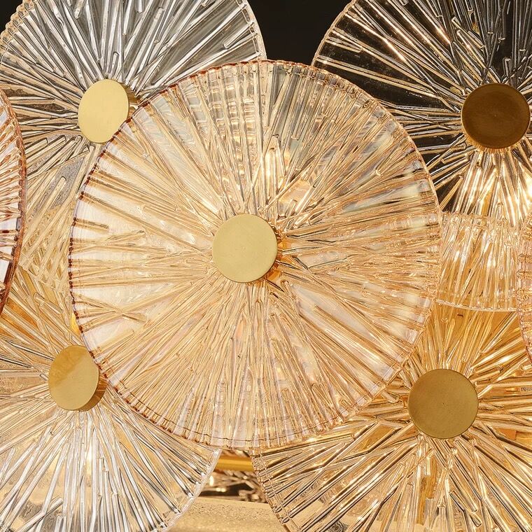 Light Luxury Art Design Creative Round Multi-tiered Glass Chandelier for Living Room/Bedroom-Nobipets