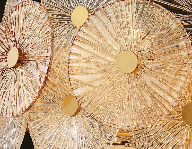 Light Luxury Art Design Creative Round Multi-tiered Glass Chandelier for Living Room/Bedroom-Nobipets
