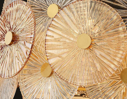 Light Luxury Art Design Creative Round Multi-tiered Glass Chandelier for Living Room/Bedroom-Nobipets