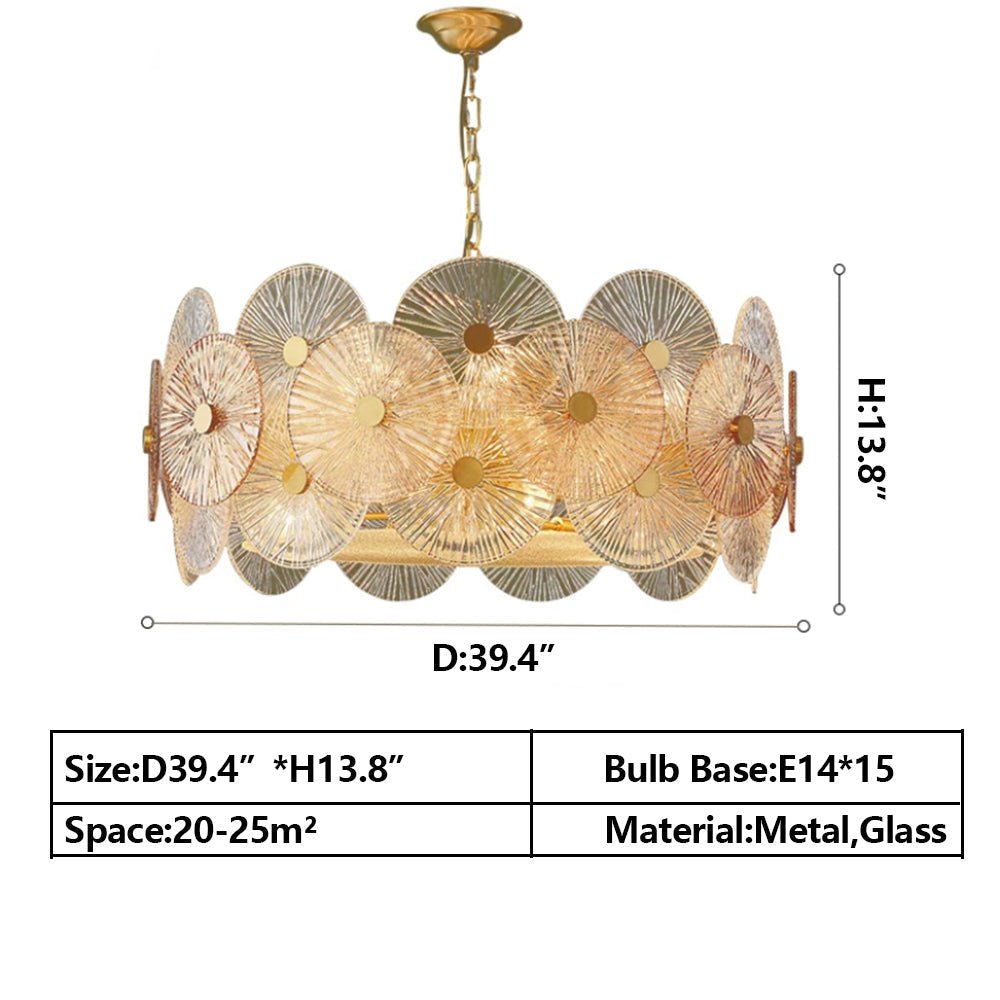 Light Luxury Art Design Creative Round Multi-tiered Glass Chandelier for Living Room/Bedroom-Nobipets