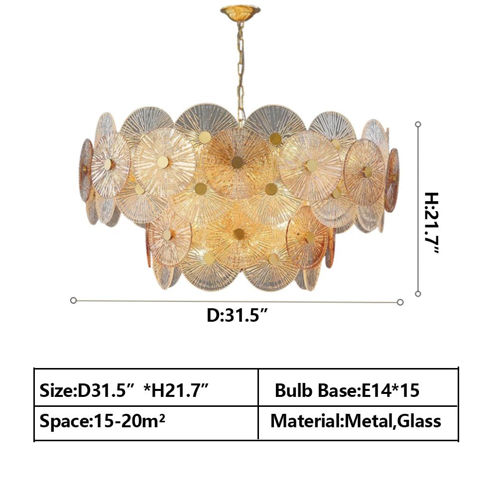 Light Luxury Art Design Creative Round Multi-tiered Glass Chandelier for Living Room/Bedroom-Nobipets