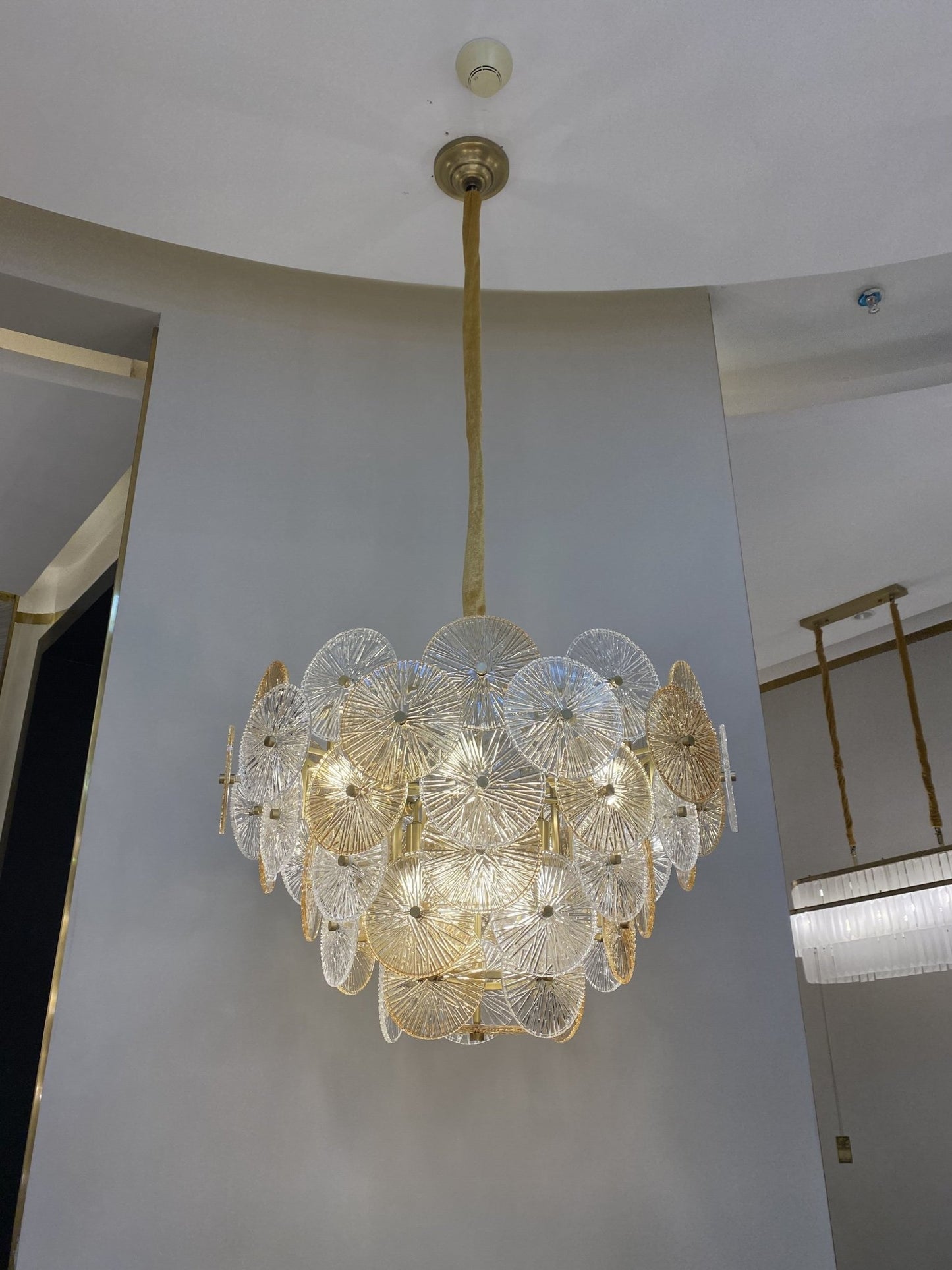 Light Luxury Art Design Creative Round Multi-tiered Glass Chandelier for Living Room/Bedroom-Nobipets
