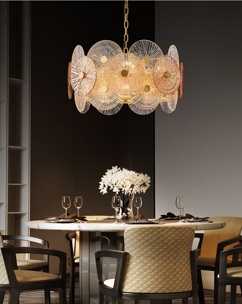 Light Luxury Art Design Creative Round Multi-tiered Glass Chandelier for Living Room/Bedroom-Nobipets