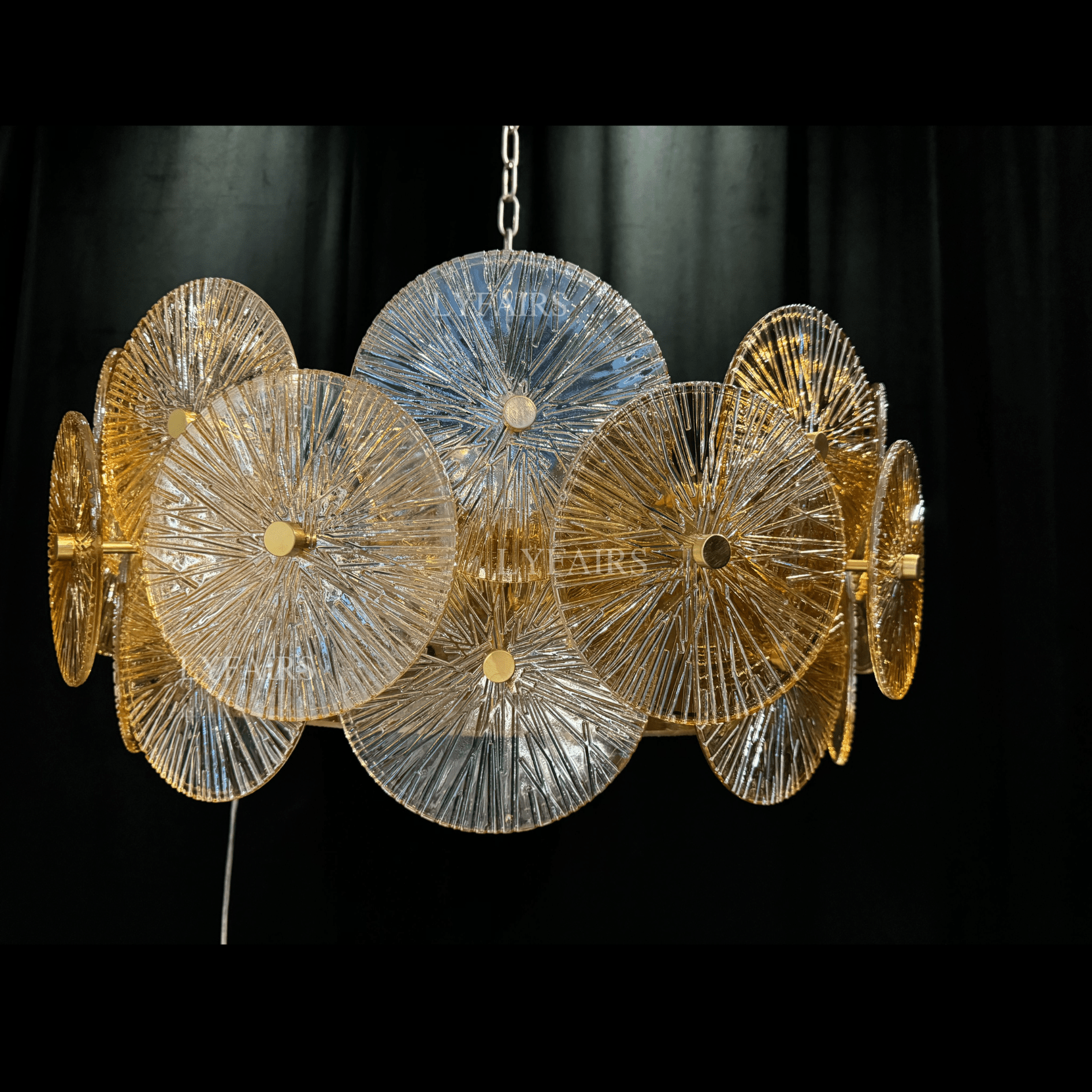 Light Luxury Art Design Creative Round Multi-tiered Glass Chandelier for Living Room/Bedroom-Nobipets