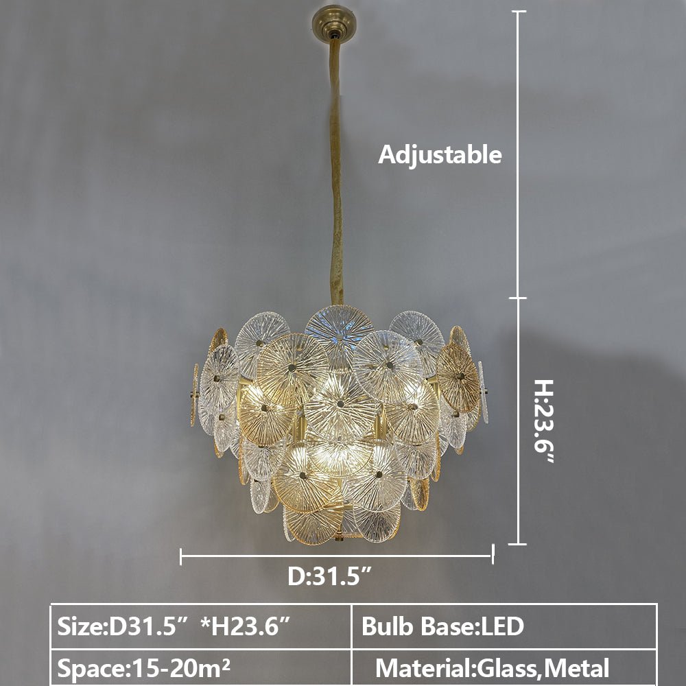 Light Luxury Art Design Creative Round Multi-tiered Glass Chandelier for Living Room/Bedroom-Nobipets