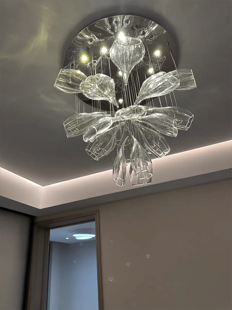 Light Luxury Art Design Petal-like Glass Chandeliers-Nobipets