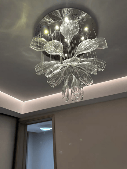 Light Luxury Art Design Petal-like Glass Chandeliers-Nobipets