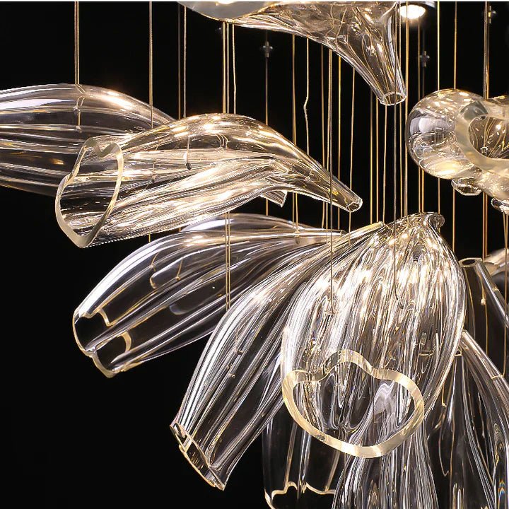 Light Luxury Art Design Petal-like Glass Chandeliers-Nobipets