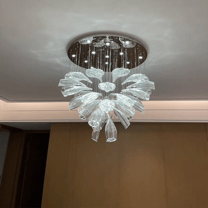 Light Luxury Art Design Petal-like Glass Chandeliers-Nobipets
