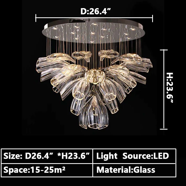 Light Luxury Art Design Petal-like Glass Chandeliers-Nobipets