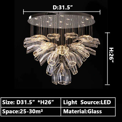 Light Luxury Art Design Petal-like Glass Chandeliers-Nobipets