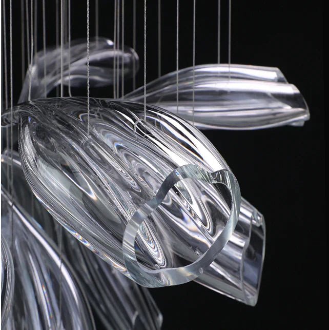 Light Luxury Art Design Petal-like Glass Chandeliers-Nobipets