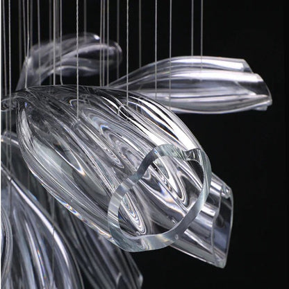 Light Luxury Art Design Petal-like Glass Chandeliers-Nobipets