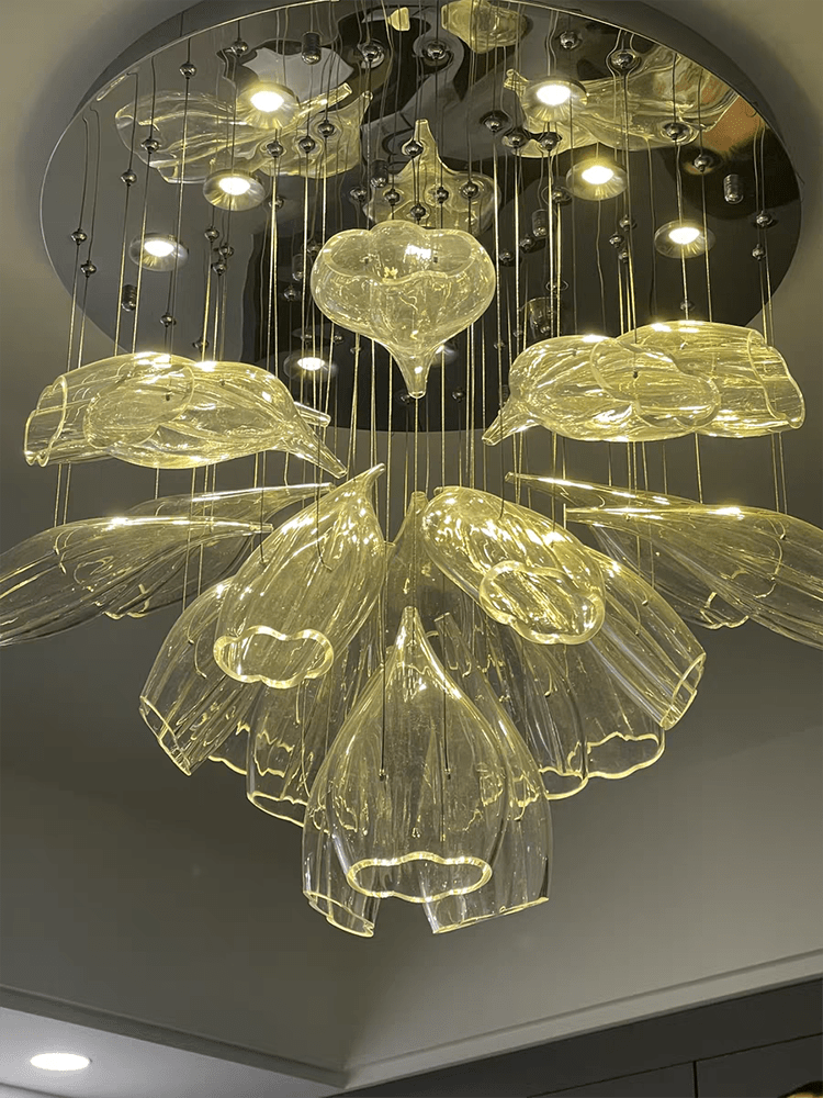 Light Luxury Art Design Petal-like Glass Chandeliers-Nobipets
