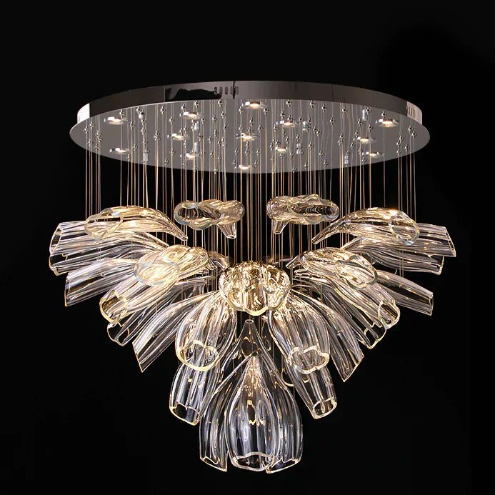 Light Luxury Art Design Petal-like Glass Chandeliers-Nobipets
