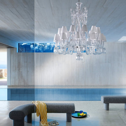 Light Luxury Classic Short Version Tiered Candle Light Crystal Chandelier for High-ceiling Rooms/Living Room-Nobipets