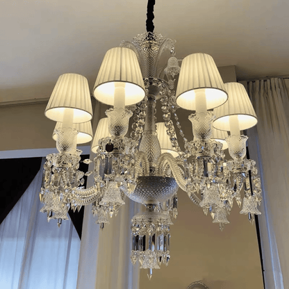 Light Luxury Classic Short Version Tiered Candle Light Crystal Chandelier for High-ceiling Rooms/Living Room-Nobipets
