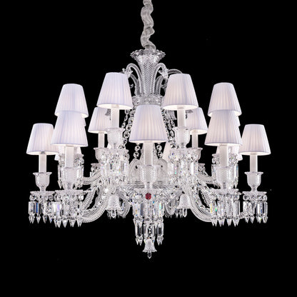 Light Luxury Classic Short Version Tiered Candle Light Crystal Chandelier for High-ceiling Rooms/Living Room-Nobipets