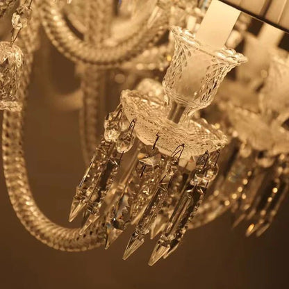 Light Luxury Classic Short Version Tiered Candle Light Crystal Chandelier for High-ceiling Rooms/Living Room-Nobipets