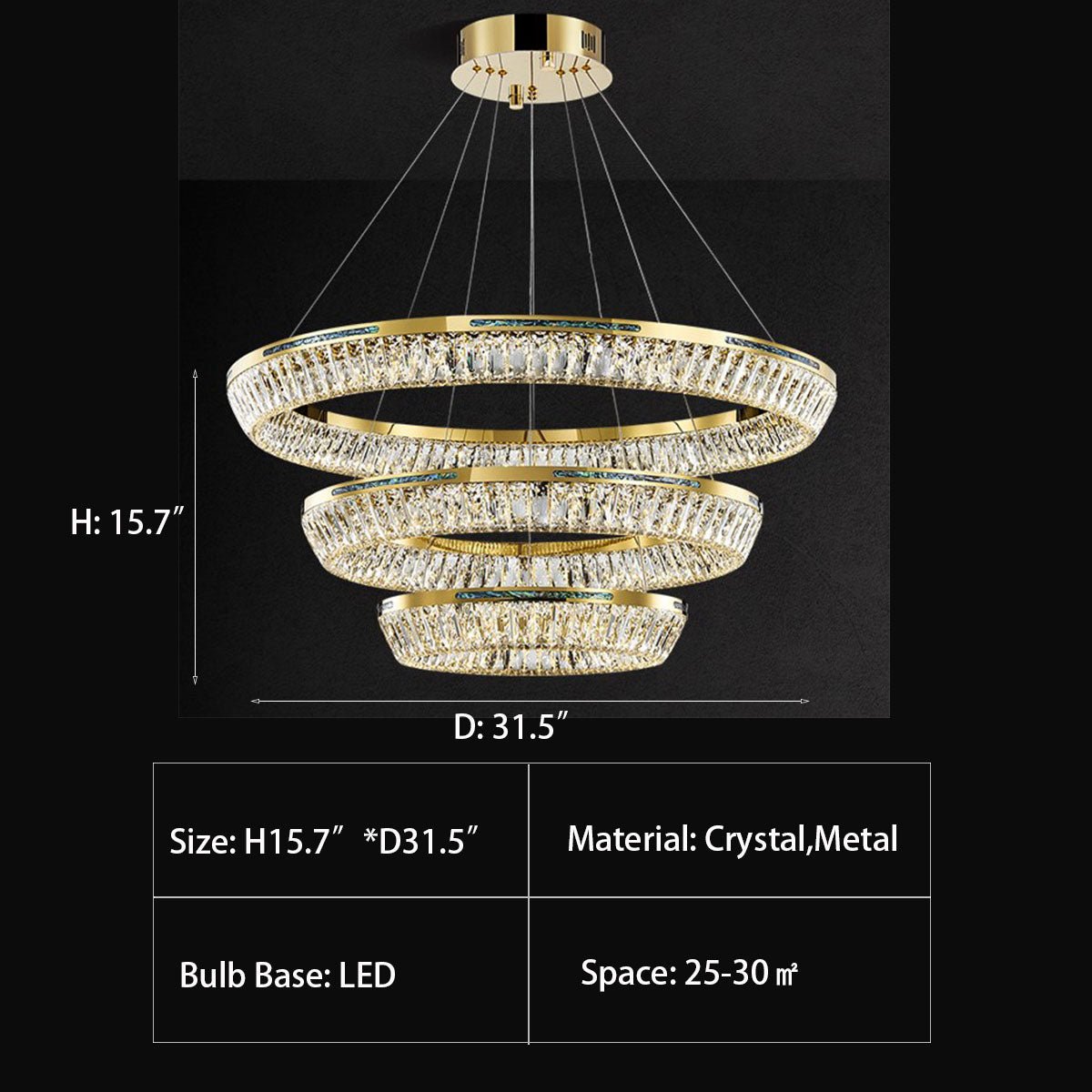 Light Luxury Creative Multi-layer Shell Crystal Art Chandelier for Living/Dining Room-Nobipets