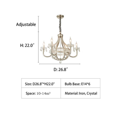 Light Luxury Nordic Vintage Candle Iron Lantern Chandelier for Living / Dining Room / Bedroom-Nobipets
