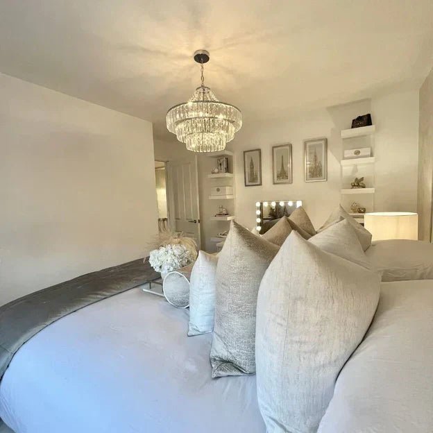Light Luxury Round Tiered Crystal Chandelier for Living Room/Bedroom-Nobipets