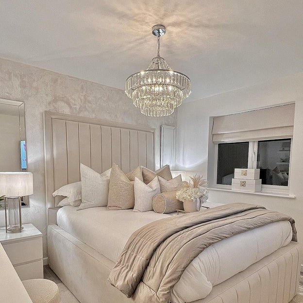 Light Luxury Round Tiered Crystal Chandelier for Living Room/Bedroom-Nobipets