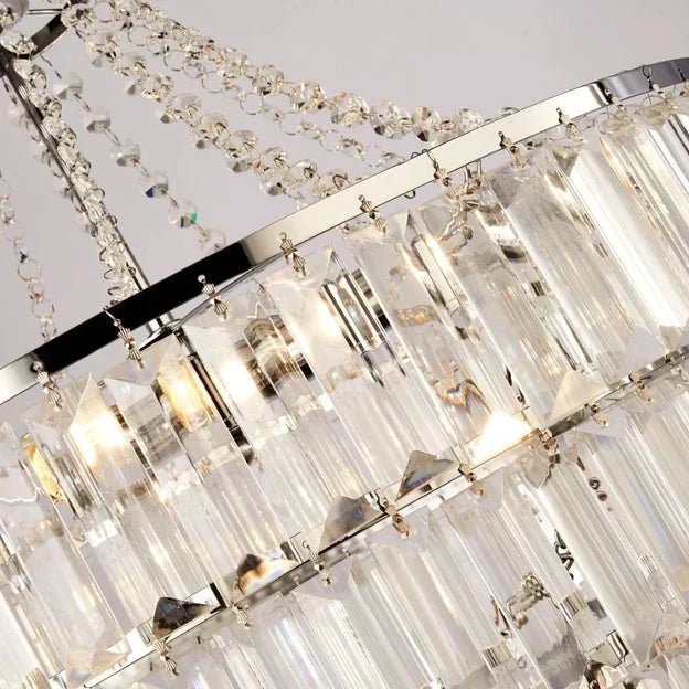 Light Luxury Round Tiered Crystal Chandelier for Living Room/Bedroom-Nobipets