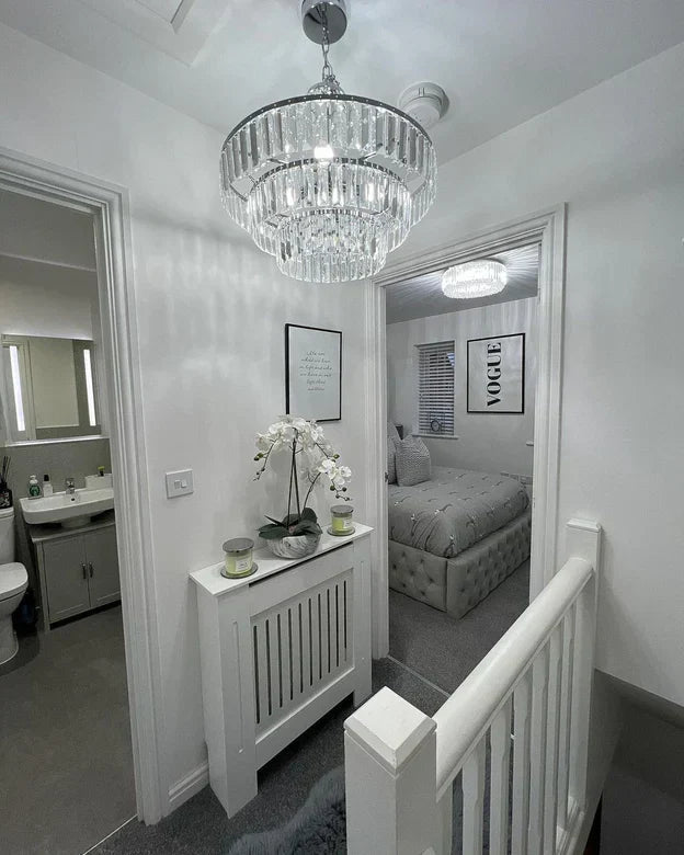 Light Luxury Round Tiered Crystal Chandelier for Living Room/Bedroom-Nobipets