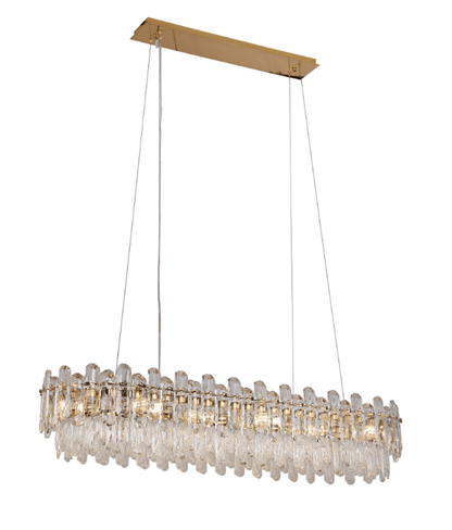 Light Luxury Round/Rectangular Clear Crystal Chandelier in Champagne Gold/Chrome Finish for Living/Dining Room/Bedroom-Nobipets