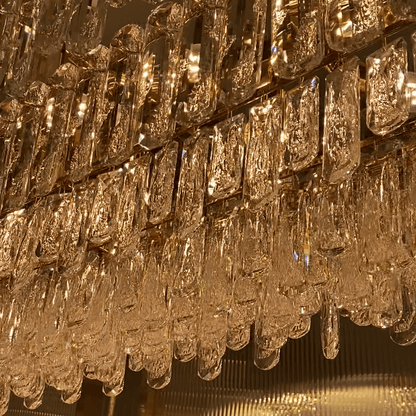 Light Luxury Round/Rectangular Clear Crystal Chandelier in Champagne Gold/Chrome Finish for Living/Dining Room/Bedroom-Nobipets