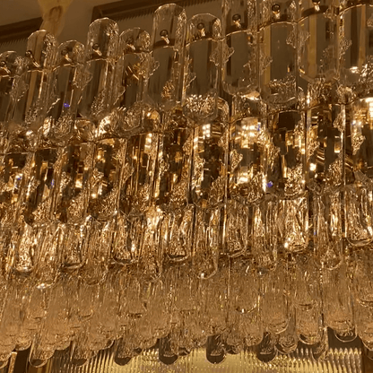 Light Luxury Round/Rectangular Clear Crystal Chandelier in Champagne Gold/Chrome Finish for Living/Dining Room/Bedroom-Nobipets