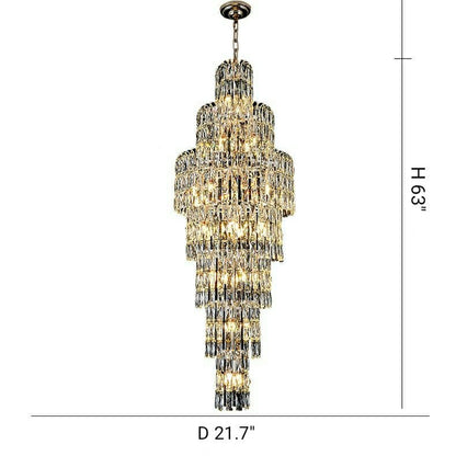 Long Crystal Staircase Chandelier Large Foyer Living Room Entryway Ceiling Light Fixture-Nobipets