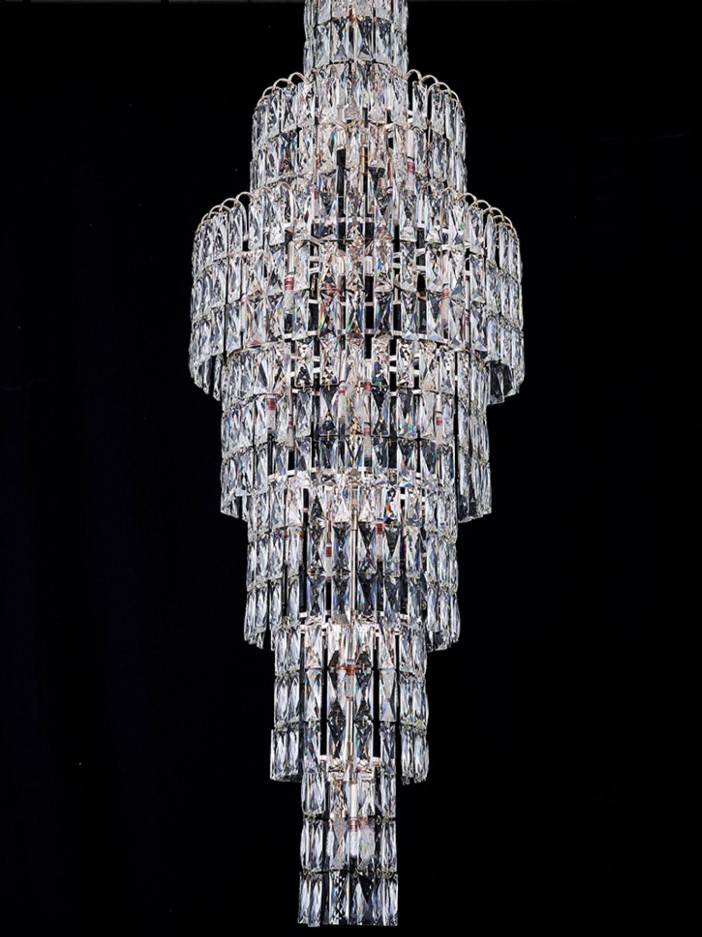 Long Crystal Staircase Chandelier Large Foyer Living Room Entryway Ceiling Light Fixture-Nobipets