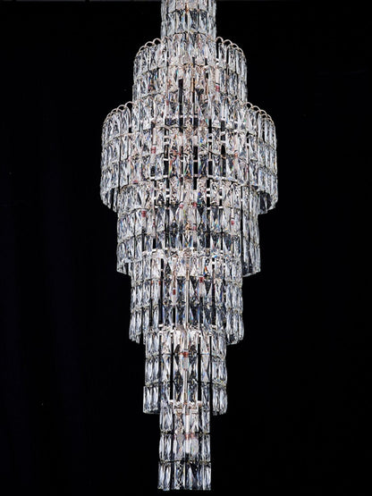 Long Crystal Staircase Chandelier Large Foyer Living Room Entryway Ceiling Light Fixture-Nobipets
