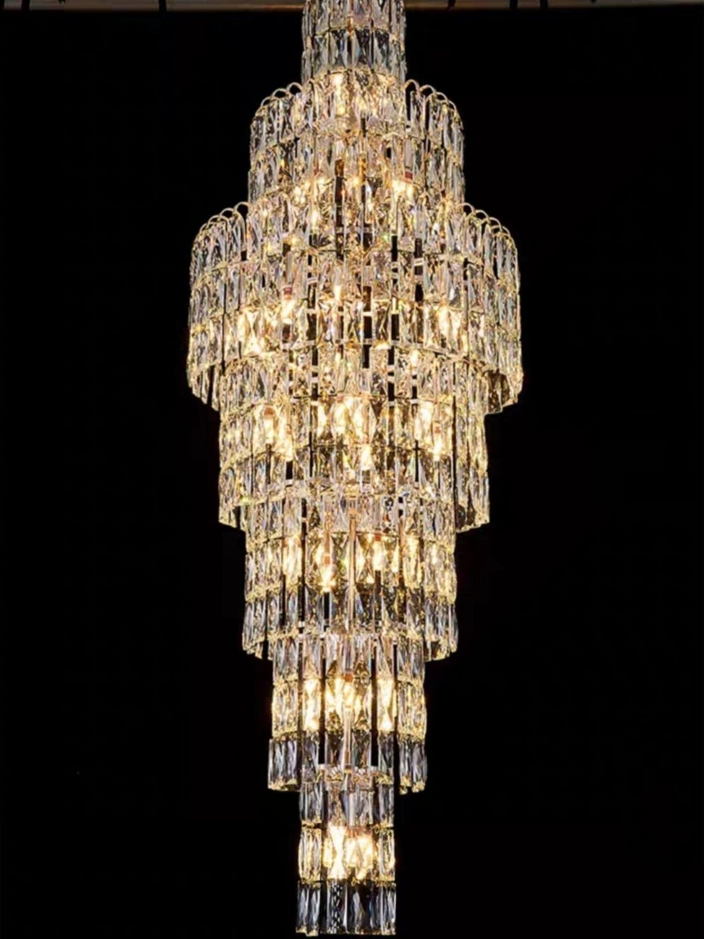 Long Crystal Staircase Chandelier Large Foyer Living Room Entryway Ceiling Light Fixture-Nobipets