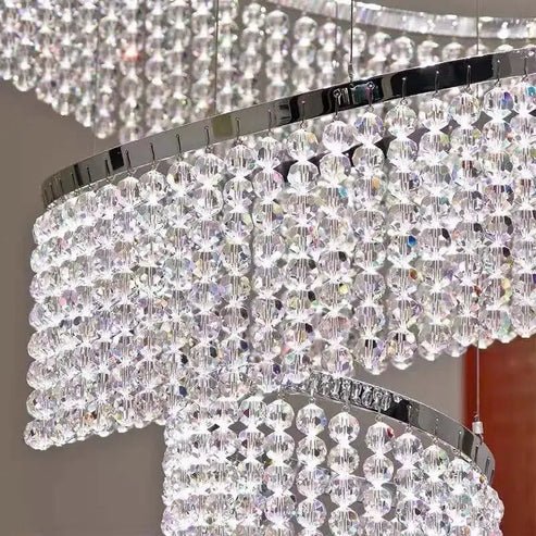 Long Crystal Tassel Rings Chandelier Extra Large Living Room Staircase High Ceiling Lighting Fixture-Nobipets