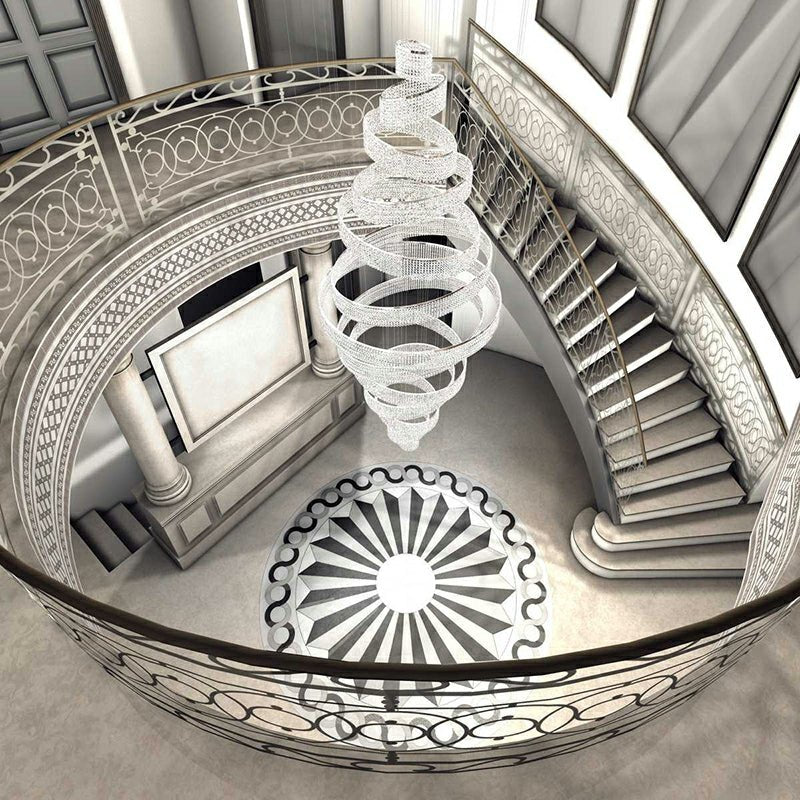 Long Crystal Tassel Rings Chandelier Extra Large Living Room Staircase High Ceiling Lighting Fixture-Nobipets